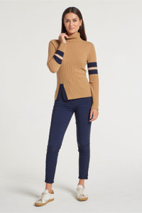 Anatomie Lourdes Cashmere Turtleneck in Camel/Navy, Size X-Large Anatomie Lourdes Cashmere Turtleneck in Camel/Navy, Size X-Large