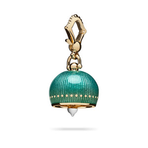 Paul Morelli 18K Yellow Gold Enameled Meditation Bell in Emerald, 14mm