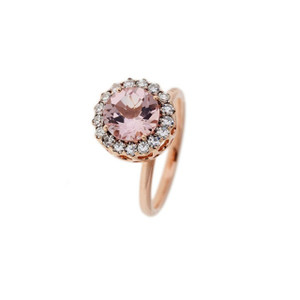 Selim Mouzannar Beirut Ring in 18K Pink Gold Set with Diamonds and Morganite, Size 52 Selim Mouzannar Beirut Ring in 18K Pink Gold Set with Diamonds and Morganite, Size 52