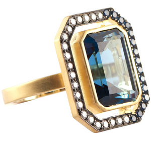 *RESERVE TODAY* Sylva & Cie. 18K Yellow Gold Blue Topaz & Sapphire Ring *RESERVE TODAY* Sylva & Cie. 18K Yellow Gold Blue Topaz & Sapphire Ring
