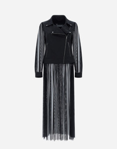  Herno Trench Coat in Compact Nylon & Tulle in Black, Size 44