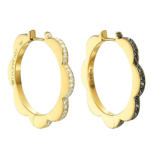 Cadar Medium Yellow Gold Triplet Hoop Earrings with Black and White Diamonds Cadar Medium Yellow Gold Triplet Hoop Earrings with Black and White Diamonds