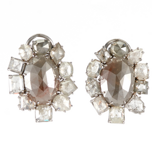 *RESERVE TODAY* Sylva & Cie. 18K White Gold Rough Cut Flower Earrings with Diamonds *RESERVE TODAY* Sylva & Cie. 18K White Gold Rough Cut Flower Earrings with Diamonds