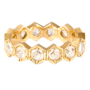 *RESERVE TODAY* Sylva & Cie. 14K Yellow Gold Diamond Shape Rose Cut Band, Size 6 *RESERVE TODAY* Sylva & Cie. 14K Yellow Gold Diamond Shape Rose Cut Band, Size 6