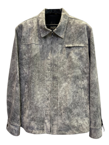 Remy Men's Leather Zip Jacket in Granite/Noir, Size 42 Remy Men's Leather Zip Jacket in Granite/Noir, Size 42