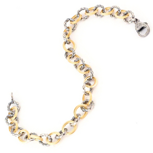 *RESERVE TODAY* Sylva & Cie. 18K Yellow Gold and Platinite Two Tone Pyrite Chain Bracelet *RESERVE TODAY* Sylva & Cie. 18K Yellow Gold and Platinite Two Tone Pyrite Chain Bracelet