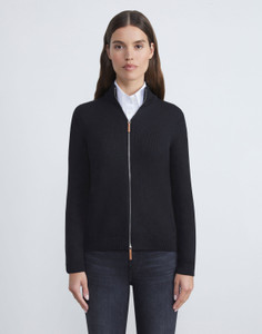 Lafayette 148 New York Cotton Silk Tape Knit Bomber Jacket in Black Lafayette 148 New York Cotton Silk Tape Knit Bomber Jacket in Black