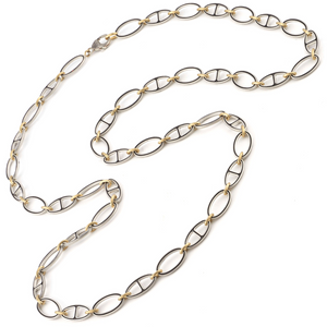 *RESERVE TODAY* Sylva & Cie. 18K Yellow Gold and Platinite Sylva Link Necklace, 34" *RESERVE TODAY* Sylva & Cie. 18K Yellow Gold and Platinite Sylva Link Necklace, 34"