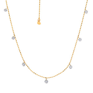 Graziela Gems 18K Yellow Gold Tiny Floating Diamond Necklace Graziela Gems 18K Yellow Gold Tiny Floating Diamond Necklace