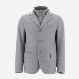 Herno Men's Cashmere & Nylon Ultralight Blazer in Light Grey Herno Men's Cashmere & Nylon Ultralight Blazer in Light Grey