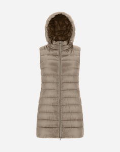 Herno Serena Nylon Ultralight Long Slim Waistcoat in Taupe, Size 46 Herno Serena Nylon Ultralight Long Slim Waistcoat in Taupe, Size 46