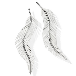 Cadar Large White Gold Feather Earrings Cadar Large White Gold Feather Earrings