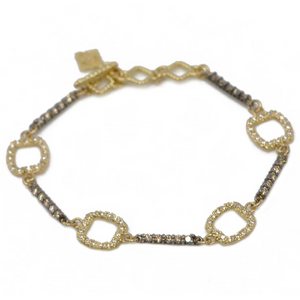 Armenta 18K Yellow Gold and Grey Sterling Silver Gold Paperclip Bracelet with Diamonds, Size Medium Armenta 18K Yellow Gold and Grey Sterling Silver Gold Paperclip Bracelet with Diamonds, Size Medium