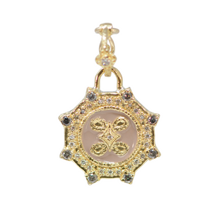 Armenta 18K Yellow Gold and Grey Sterling Silver Enamel Diamond Medallion Enhancer, 20mm Armenta 18K Yellow Gold and Grey Sterling Silver Enamel Diamond Medallion Enhancer, 20mm