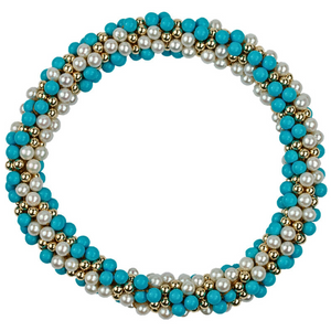 Meredith Frederick Sue 14K Gold Turquoise & Pearl Bracelet Meredith Frederick Sue 14K Gold Turquoise & Pearl Bracelet