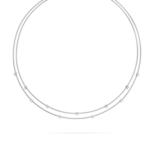 Paul Morelli 18K White Gold Double Unity Necklace With 11 Diamonds, Small Paul Morelli 18K White Gold Double Unity Necklace With 11 Diamonds, Small
