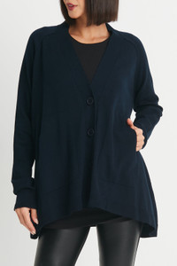 PLANET by Lauren G Pima Cotton Varsity Cardigan in Midnight PLANET by Lauren G Pima Cotton Varsity Cardigan in Midnight