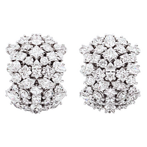 Paul Morelli 18K White Gold Mixed Diamond Cluster Snap Hoop Earrings Paul Morelli 18K White Gold Mixed Diamond Cluster Snap Hoop Earrings