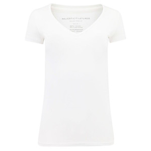 Majestic Filatures Short Sleeve V-Neckline Top in Milk, Size 4 Majestic Filatures Short Sleeve V-Neckline Top in Milk, Size 4