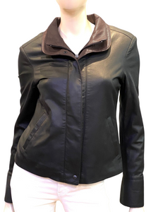Remy Women’s Leather Double Collar Jacket in Peat/Timber Remy Women’s Leather Double Collar Jacket in Peat/Timber