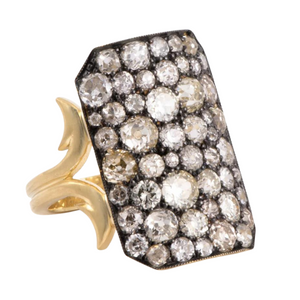 Sylva & Cie. 18K Yellow Gold and Sterling Silver Ten Table Ring Sylva & Cie. 18K Yellow Gold and Sterling Silver Ten Table Ring