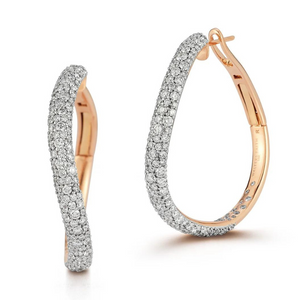 Walters Faith Julian 18K Rose Gold and White Diamond Curved Hoop Earrings, 1.5" Walters Faith Julian 18K Rose Gold and White Diamond Curved Hoop Earrings, 1.5"