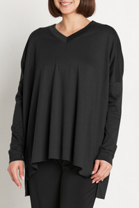 PLANET by Lauren G Pima Cotton Ultimate V Tee in Black PLANET by Lauren G Pima Cotton Ultimate V Tee in Black