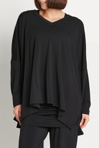 PLANET by Lauren G Matte Jersey Nu V Top in Black PLANET by Lauren G Matte Jersey Nu V Top in Black