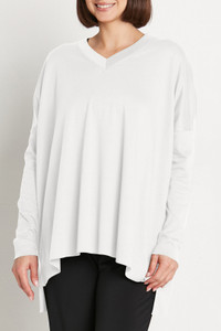 PLANET by Lauren G Pima Cotton Ultimate V Tee in White PLANET by Lauren G Pima Cotton Ultimate V Tee in White
