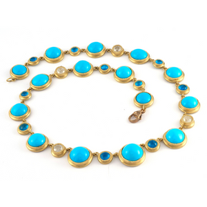 *RESERVE TODAY* Sylva & Cie. 18K Yellow Diamond Apatite Sleeping Beauty Turquoise Necklace, 17" *RESERVE TODAY* Sylva & Cie. 18K Yellow Diamond Apatite Sleeping Beauty Turquoise Necklace, 17"