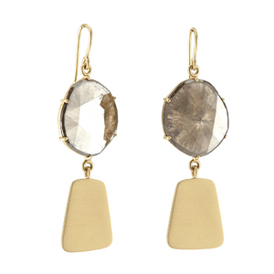 *RESERVE TODAY* Sylva and Cie. 18K Yellow Gold Rough Diamond Slice Mayan Earrings *RESERVE TODAY* Sylva and Cie. 18K Yellow Gold Rough Diamond Slice Mayan Earrings