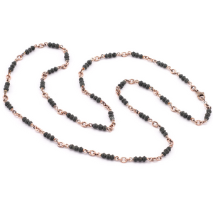 *RESERVE TODAY* Sylva and Cie. 14K Rose Gold Honed Matte Onyx Bead Chain, 32" *RESERVE TODAY* Sylva and Cie. 14K Rose Gold Honed Matte Onyx Bead Chain, 32"