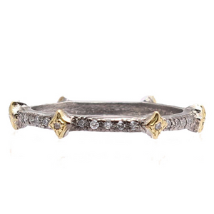Armenta 18K Yellow Gold and Blackened Sterling Silver Crivelli Stack Band Ring, Size 6.5 Armenta 18K Yellow Gold and Blackened Sterling Silver Crivelli Stack Band Ring, Size 6.5
