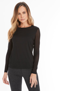 Anatomie Kim Mesh-Sleeve Top in Pima Modal in Black Anatomie Kim Mesh-Sleeve Top in Pima Modal in Black