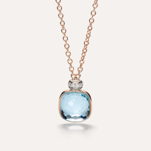 Pomellato Nudo 18K Rose and White Gold Sky Blue Topaz Diamond Necklace, 70cm Pomellato Nudo 18K Rose and White Gold Sky Blue Topaz Diamond Necklace, 70cm