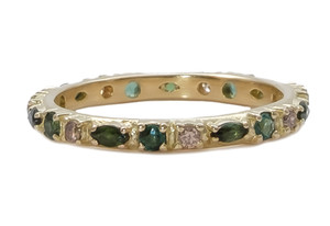 Armenta 18K Yellow Gold Multi-Stone Stack Band Ring, Size 6.5 Armenta 18K Yellow Gold Multi-Stone Stack Band Ring, Size 6.5