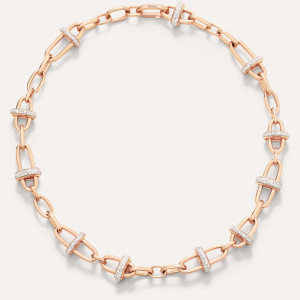 Pomellato Iconica 18K Rose Gold Diamond Cross Link Necklace, 44cm Pomellato Iconica 18K Rose Gold Diamond Cross Link Necklace, 44cm