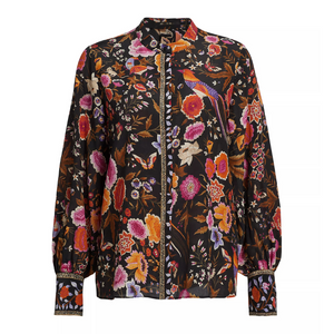Kobi Halperin Fionna Floral Print Silk Blouse in Black Multi Kobi Halperin Fionna Floral Print Silk Blouse in Black Multi