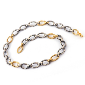 Sylva & Cie. 18K Yellow Gold & Platinite Two Tone Europa Link Necklace, 18" Sylva & Cie. 18K Yellow Gold & Platinite Two Tone Europa Link Necklace, 18"