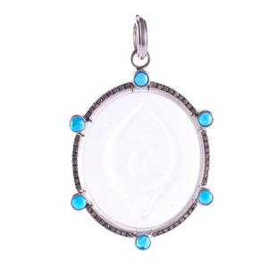 *RESERVE TODAY* Sylva & Cie. 18K White Gold Quartz Eye Carving Pendant *RESERVE TODAY* Sylva & Cie. 18K White Gold Quartz Eye Carving Pendant