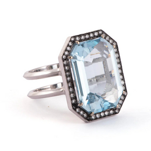 *RESERVE TODAY* Sylva & Cie. 18K White Gold Aquamarine Diamond Ring *RESERVE TODAY* Sylva & Cie. 18K White Gold Aquamarine Diamond Ring