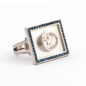 *RESERVE TODAY* Sylva & Cie. 18K White Gold Old European Cushion Cut Diamond Ring, Size 7.25 *RESERVE TODAY* Sylva & Cie. 18K White Gold Old European Cushion Cut Diamond Ring, Size 7.25