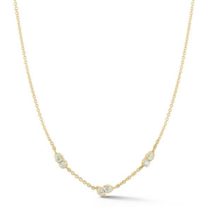 Jade Trau 18K Yellow Gold Posey 3 Cluster Station Necklace, 18" Jade Trau 18K Yellow Gold Posey 3 Cluster Station Necklace, 18"