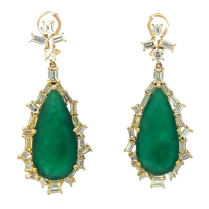 *VIRTUAL TRUNK SHOW* Sylva & Cie. 18K Yellow Gold Zambian Emerald Pear Shaped Earrings *VIRTUAL TRUNK SHOW* Sylva & Cie. 18K Yellow Gold Zambian Emerald Pear Shaped Earrings