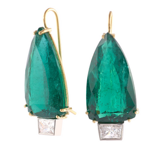 *VIRTUAL TRUNK SHOW* Sylva & Cie. 18K Yellow Gold & Platinum Zambian Emerald & Diamond Earrings *VIRTUAL TRUNK SHOW* Sylva & Cie. 18K Yellow Gold & Platinum Zambian Emerald & Diamond Earrings