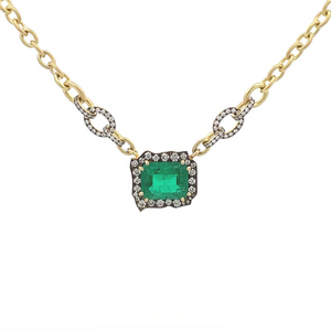 *VIRTUAL TRUNK SHOW* Sylva & Cie. 18K Yellow Gold Brazilian Emerald Pendant Necklace, 18" *VIRTUAL TRUNK SHOW* Sylva & Cie. 18K Yellow Gold Brazilian Emerald Pendant Necklace, 18"