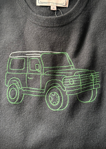 Augustina's Embroidered Land Rover Crewneck Sweater in Black, Size Medium Augustina's Embroidered Land Rover Crewneck Sweater in Black, Size Medium