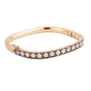 *RESERVE TODAY* Sylva & Cie. 18K Yellow Gold Square Bangle with Diamonds, 7" *RESERVE TODAY* Sylva & Cie. 18K Yellow Gold Square Bangle with Diamonds, 7"