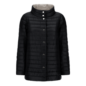 Herno Nylon Ultralight Reversible A-Shape Jacket in Black/Grey Herno Nylon Ultralight Reversible A-Shape Jacket in Black/Grey