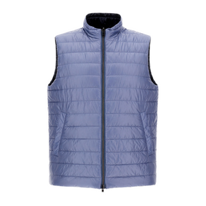 Herno Men's Two-Tone Reversible Nylon Ultralight Vest in Light Blue Herno Men's Two-Tone Reversible Nylon Ultralight Vest in Light Blue